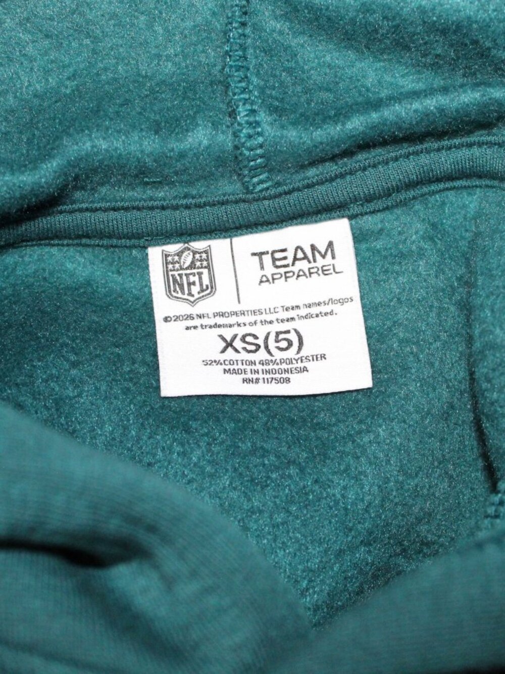 NWT NFL Team Boys Philadelphia Eagles Pullover Hoodie Teal Green Size XS (5) - Picture 4 of 7